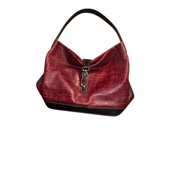 Dooney & Bourke Elegant Red Crocodile-Embossed Women's Bag - Picture 1 of 9